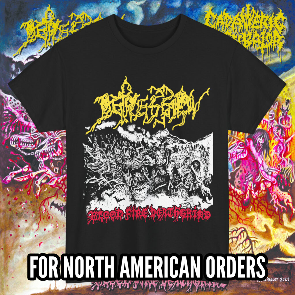DEPRESSION "Blood Fire Deathgrind" T-SHIRT BLACK (S-5XL) (PRINT ON DEMAND) - NORTH AMERICA