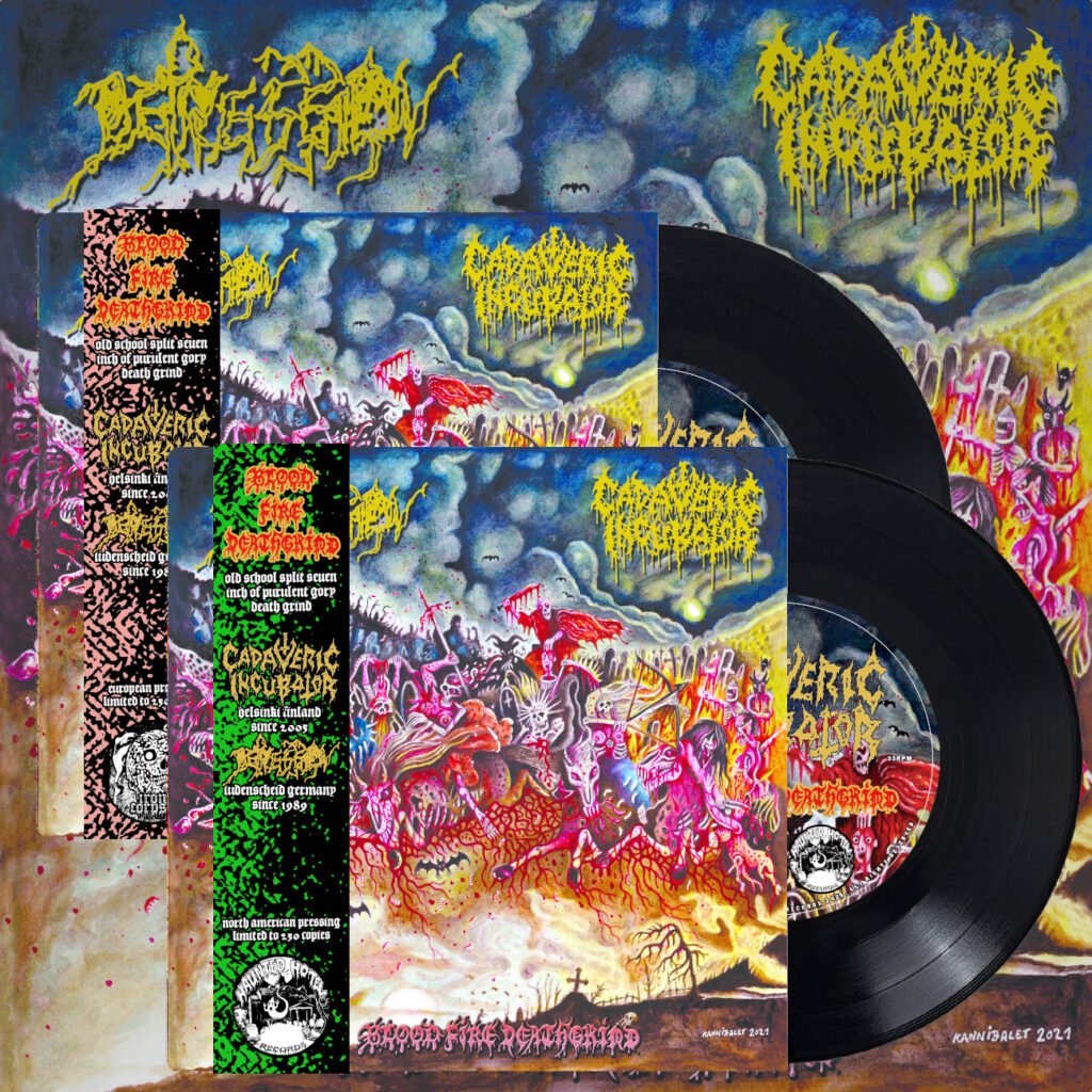 PREORDER BUNDLE: CADAVERIC INCUBATOR / DEPRESSION "Blood Fire Deathgrind" 7" EP (EURO & US PRESSING)
