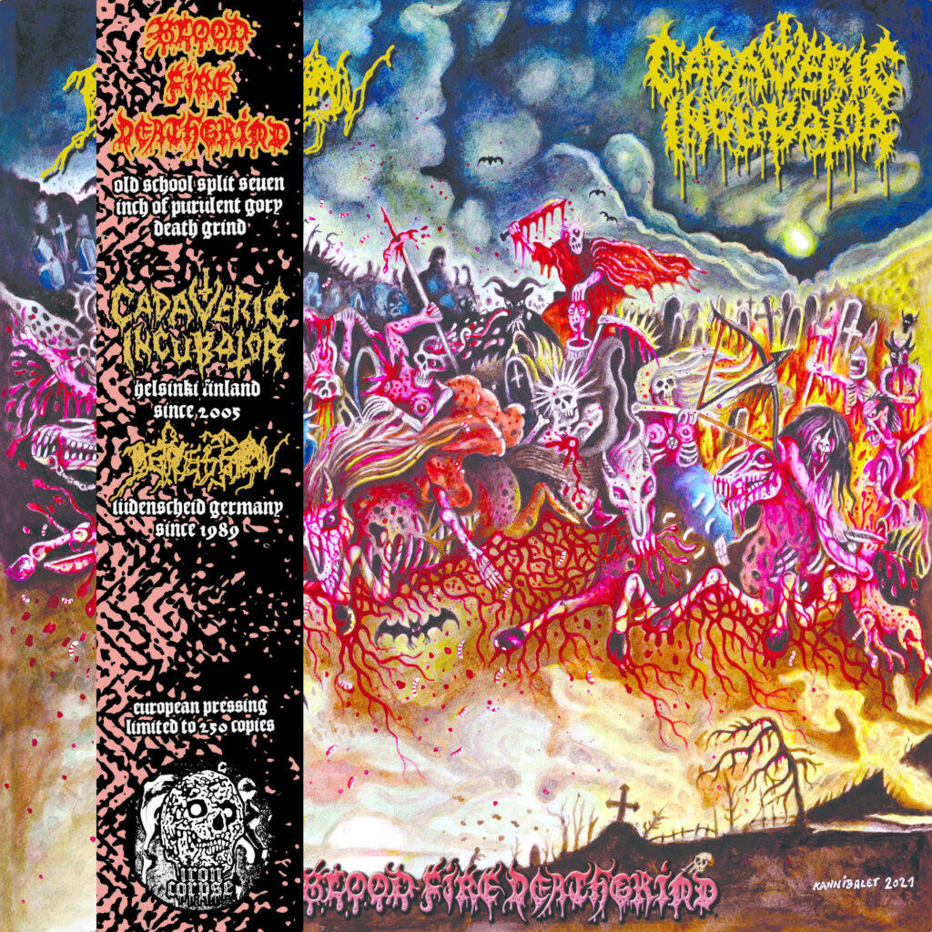 PREORDER: ICA-055 CADAVERIC INCUBATOR / DEPRESSION "Blood Fire Deathgrind" 7" EP (EURO PRESSING)