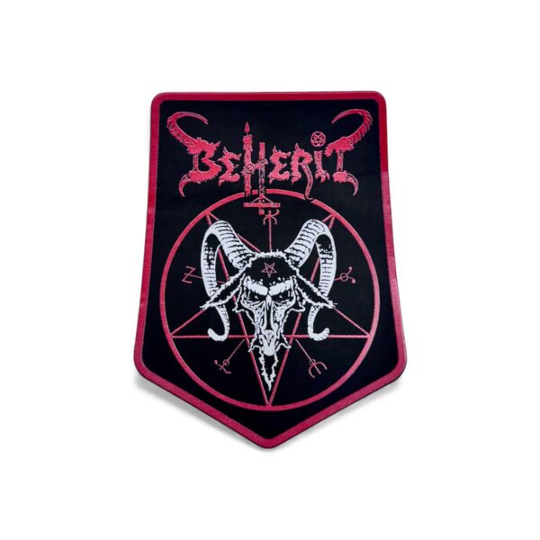 BEHERIT "Dawn Of Satan's Millennium" (Red Border) CARVED FAUX LEATHER PATCH