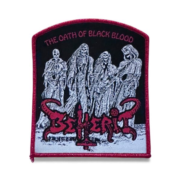 BEHERIT "The Oath Of Black Blood" (Red Glitter Border) WOVEN PATCH