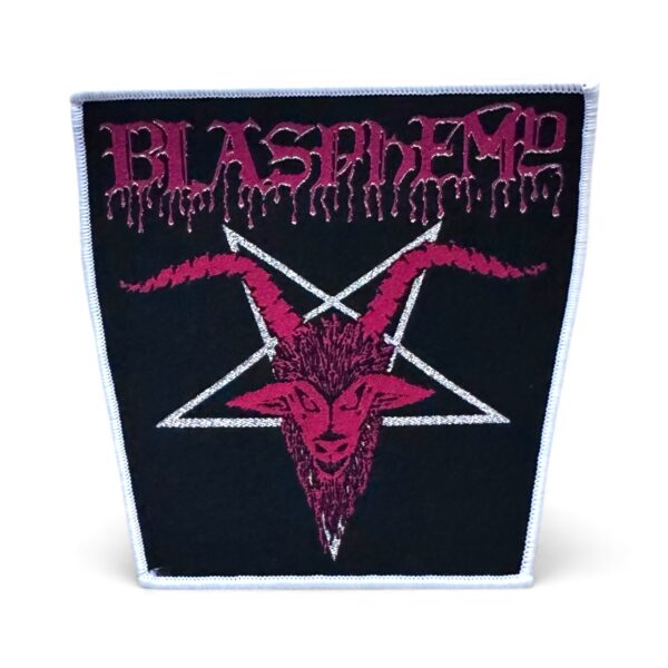 BLASPHEMY "Pentagram" (White Border) WOVEN PATCH
