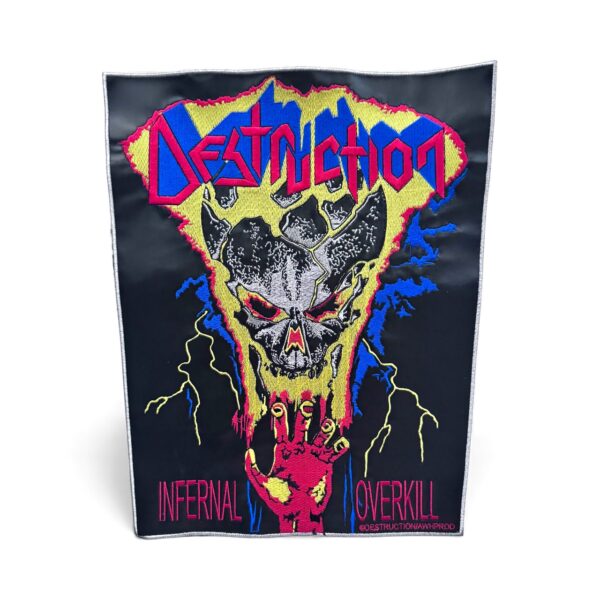 DESTRUCTION "Infernal Overkill" (Silver Border) FAUX LEATHER BACKPATCH