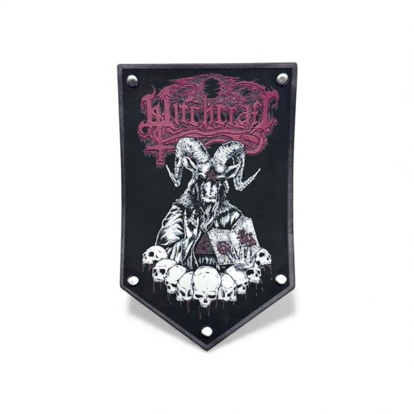 WITCHCRAFT "Hexecrafting Metal Of Death" (Black Border) CARVED FAUX LEATHER PATCH WITH RIVETS