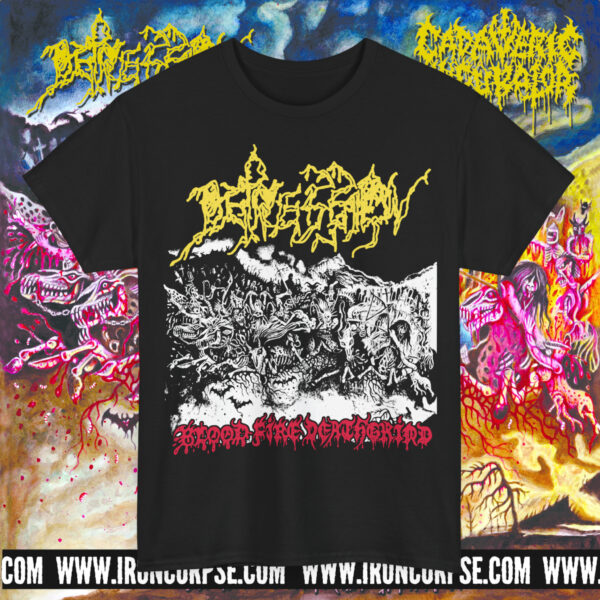 DEPRESSION "Blood Fire Deathgrind" T-SHIRT BLACK (S-5XL) (PRINT ON DEMAND)