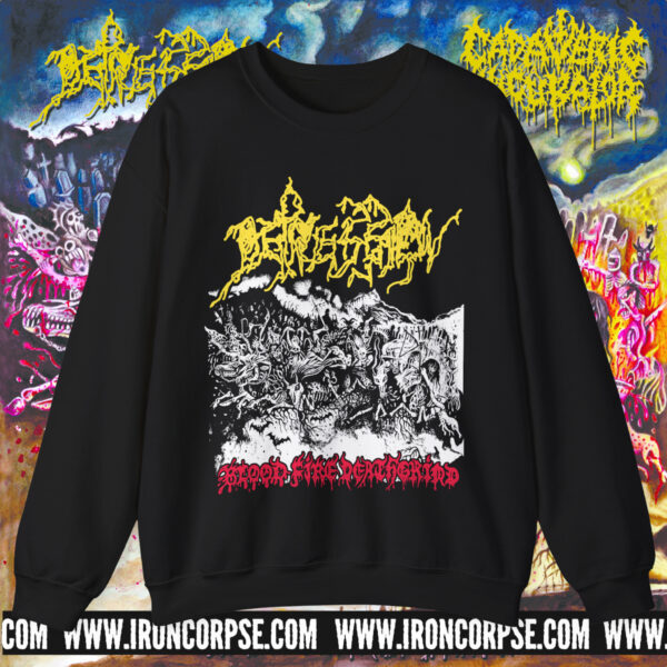 DEPRESSION “Blood Fire Deathgrind” CREWNECK BLACK (S-5XL) (PRINT ON DEMAND)