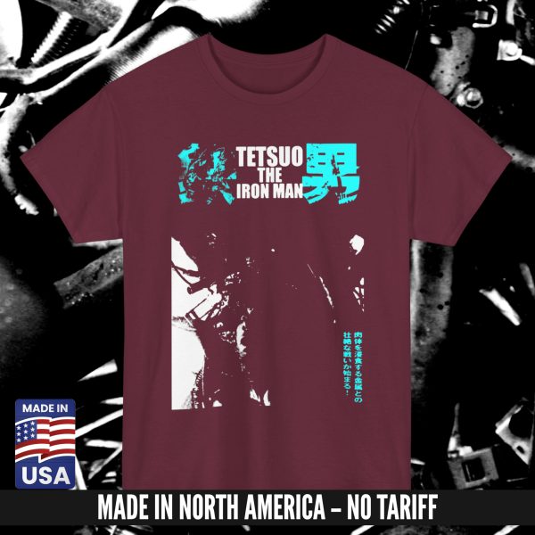 TETSUO IRON MAN CHIRASHI POSTER T-SHIRT MAROON (S – 5XL) (ON DEMAND) - NORTH AMERICA