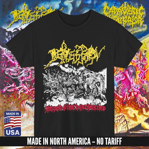 DEPRESSION "Blood Fire Deathgrind" T-SHIRT BLACK (S-5XL) (ON DEMAND) - NORTH AMERICA