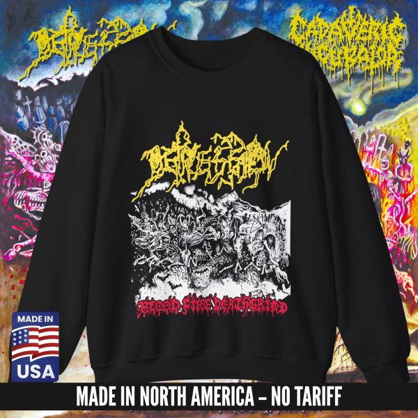 DEPRESSION "Blood Fire Deathgrind" CREWNECK BLACK (S-3XL) (ON DEMAND) - NORTH AMERICA
