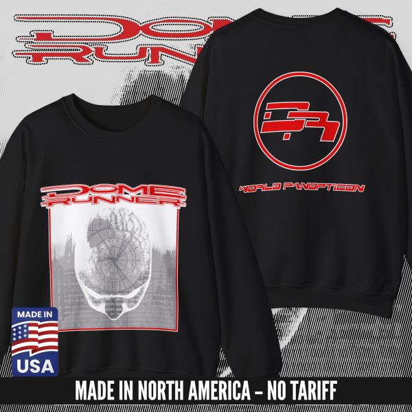 DOME RUNNER "World Panopticon" CREWNECK BLACK (S-3XL) (ON DEMAND) - NORTH AMERICA