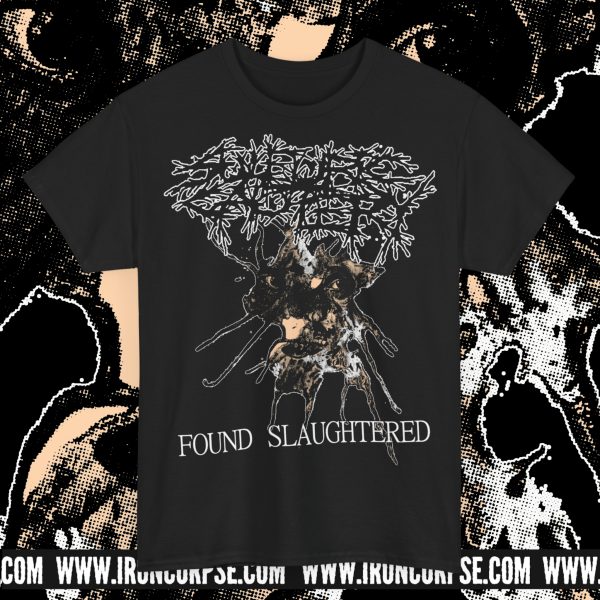 SULFURIC CAUTERY "Found Slaughtered" T-SHIRT BLACK (S-5XL) (ON DEMAND)